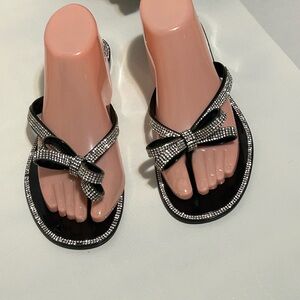 Elegant Black Rhinestone Sandals